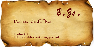 Bahis Zsóka névjegykártya